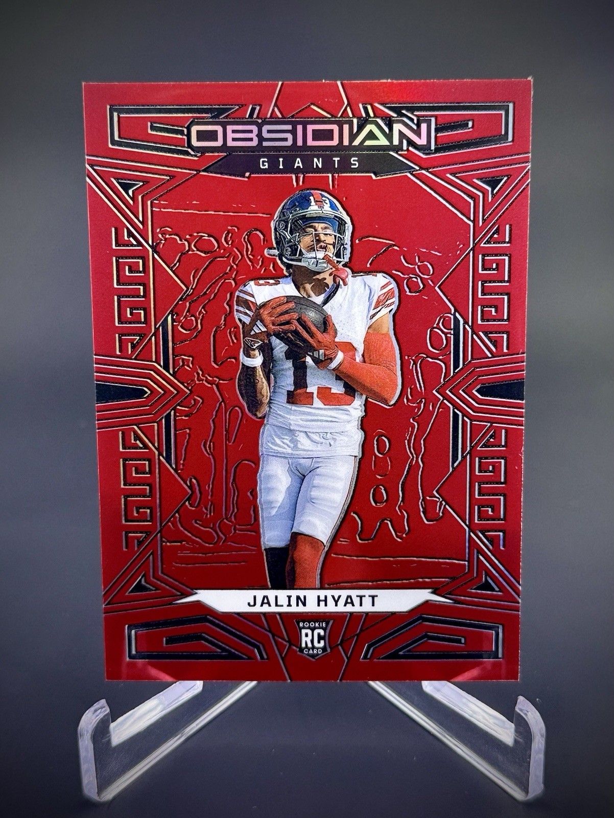 2023 Panini Obsidian Jalin Hyatt Red Flood /90 SP RC New York Giants