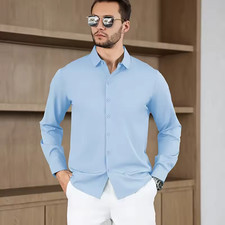 Dress Shirts for Men, Long Sleeve Solid Slim/Regular Fit Business Casual Shirt