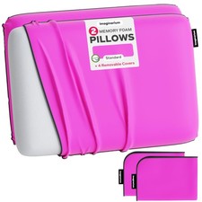 Imaginarium 2 Pack Memory Foam Pillows for Bed 16" x 24" Standard Fun Dec...