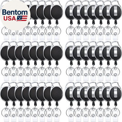 50 Pcs Heavy Duty Retractable Badge Reels Batch ID Badge Holder Retractable Clip
