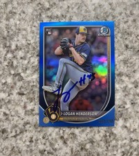 Logan Henderson 2025 Bowman Chrome AUTO /150 TRUE BLUE REFRACTOR ROOKIE #92