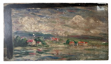 Early 20th French Impressionism - Antique Oil Painting - Study Stormy Landscape