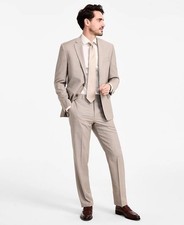 $650 NEW MICHAEL KORS Mens 50L Solid Tan 2 Piece Suit With Dress Pants 44x32