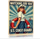 Vintage Tin Metal Signs Home Décor 8x12 U.S. Coast Guard Watching for You Wall R