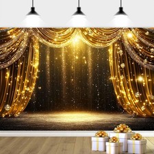 7X5ft Black Gold Backdrop, Retro Glitter Black Gold Photo Background Theater ...