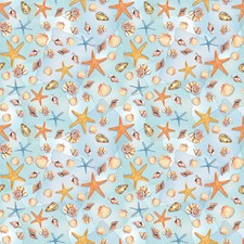 Nautical Fabric High Tide Beachcomber Seashell Light Blue Benartex YARD
