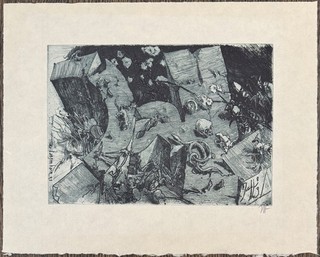 Horst Janssen Memorial I etching 1983 autographed stylus art