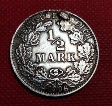 DEUTSCHES REICH - 1/2 MARK 1908 D - HENKELSPUR - SCH&Ouml;N !!