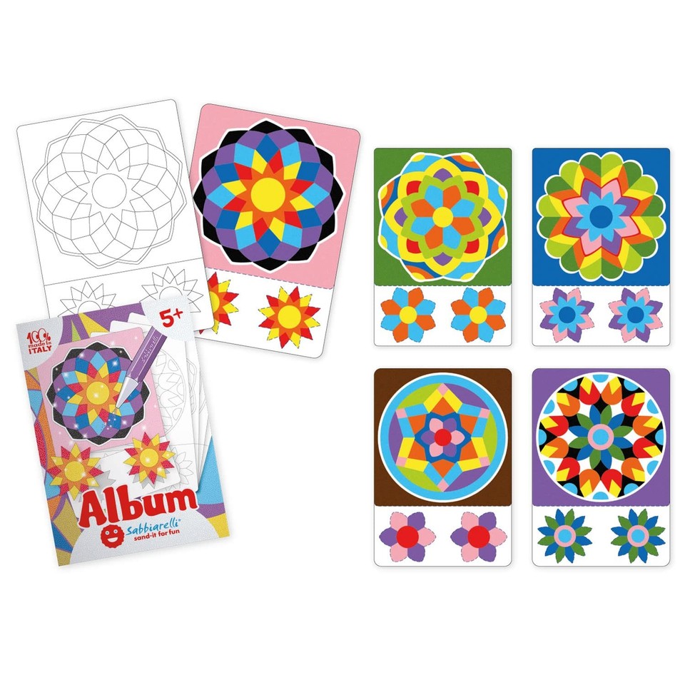 Sabbiarelli Sand-it For Fun - Kit Princess, Creatieve Sand Art Set voor Meisjes 5 : 6 Zandpennen met Gekleurd Zand en 5 Zelfklevende A5-Vellen met 10 Prinsessen-Tekeningen - Tastlab, Cadeau-idee