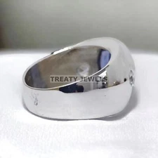 Blue Sapphire Oval Cut Gemstone With 925 Sterling Silver Ring For Men's #351
