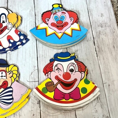 Vintage Clown Paper Birthday Party Hats 6 Types and 22 Total - Picture 4 of 10
