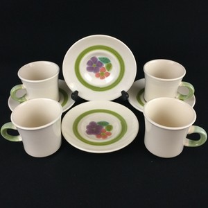 Set-of-4-VTG-Cups-and-Saucers-by-Franciscan-Floral-Earthenware-California-USA
