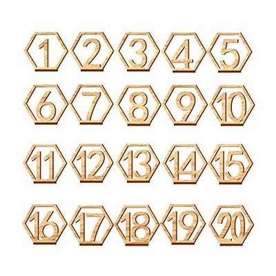1-40 Wooden Wedding Table Numbers Hexagon Shape with Holder Base Catering Decor 1-40 Wooden Wedding Table Numbers Hexagon Shape with Holder Base Catering Decor