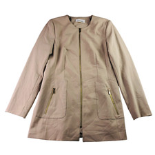 NEW Calvin Klein Women's Zip Front Collarless Blazer Jacket Tan Size 6 149