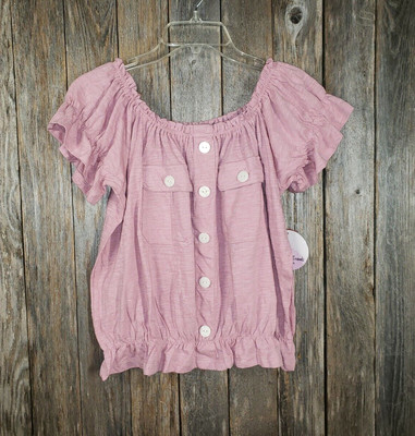 NEW Francescas L M Top Women's Pink Mauve Off Shoulder Knit Blouse Boho