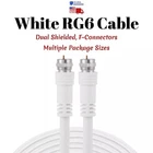 RG6 Coaxial Cable White Dual SHIELDED Satellite TV Antenna Wire Multi-Pack Lot