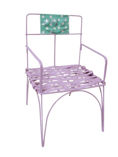 (34511) CENTRO PARA FLORES MACETAS SILLA MUÑECA SIMPLE MIMBRE Y ALAMBRE LILA DEC