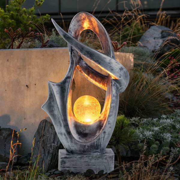 Dekoleuchte Gartenlampe AußEnleuchte Wetterfest Feuereffekt Warmweiß Led H 45Cm-image