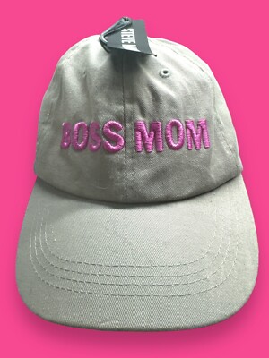 Steve Madden Boss Mom 100% Cotton Hat Cap Gray Adjustable