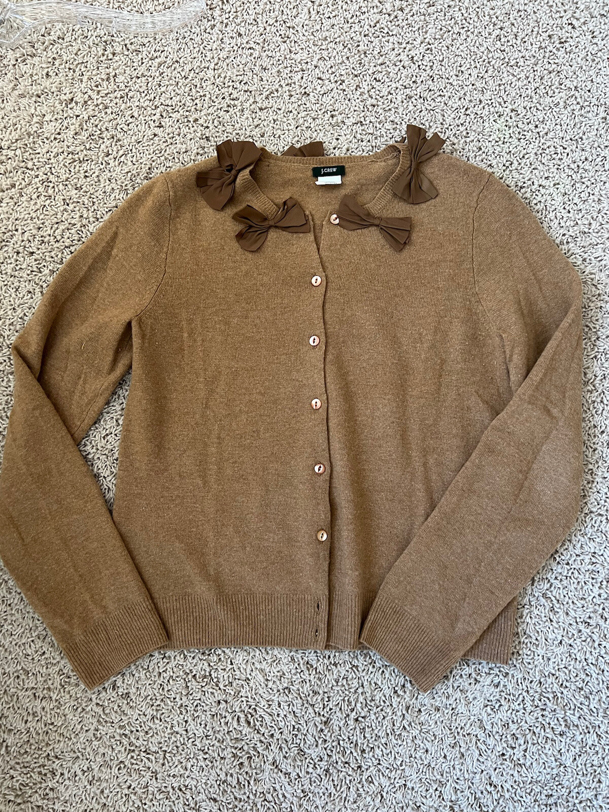 J. Crew Camel Tan 90 Wool/10 Cashmere Bow Embellish… Gem