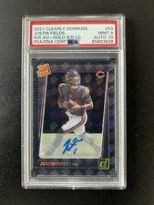 2021 Clearly Donruss JUSTIN FIELDS Rated Rookie Holo Logo Auto PSA 9 10 Steelers
