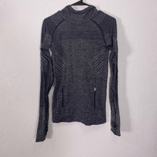 Lululemon Grey and Black Hooded Pullover Long Sle… - image 1
