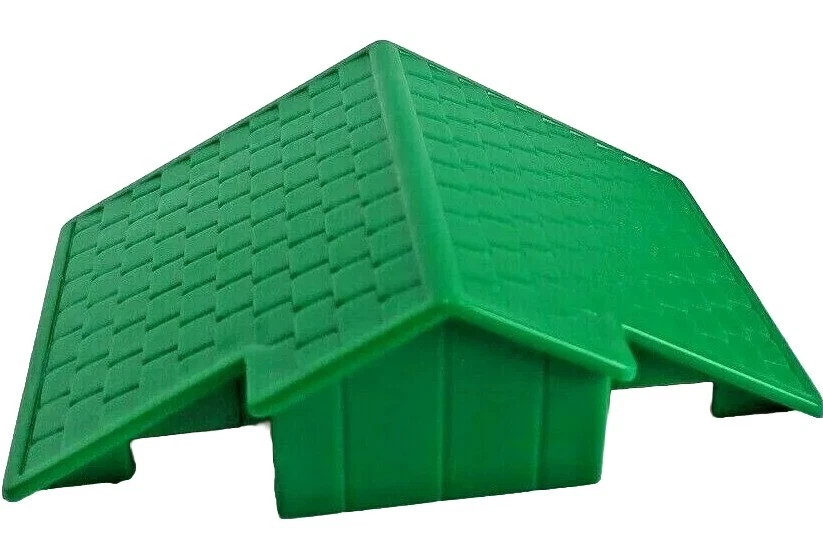 Two Lincoln Logs GREEN SHED PEAKED ROOFS 3" X 5" Hasbro M-6546 Replacement Part - Image 2 of 4