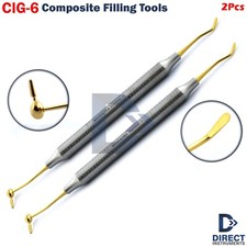 2Pcs Dental Composite Filling Instruments CIG-6   Gold Tips Restorative Tools