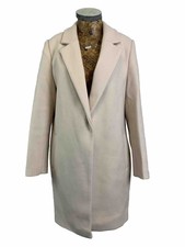 Forever New Coat Jacket 44 16 Almond Milk Cocoon Long Snap Button Casual