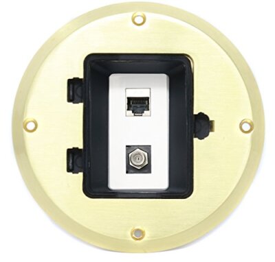 RiteAV Cat6 Shielded Ethernet Coax Cable TV Floor Box Gold