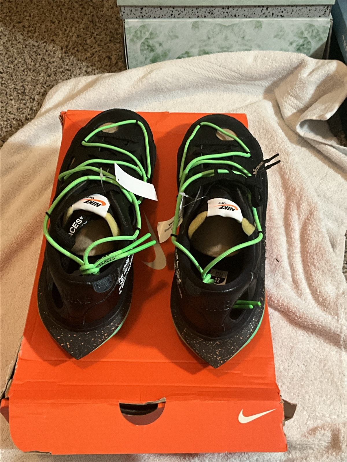 OFF WHITE X NIKE Nuova taglia 12 Nike Blazer Low x BIANCO SPORCO nero verde DH7863 001 scatola danneggiata