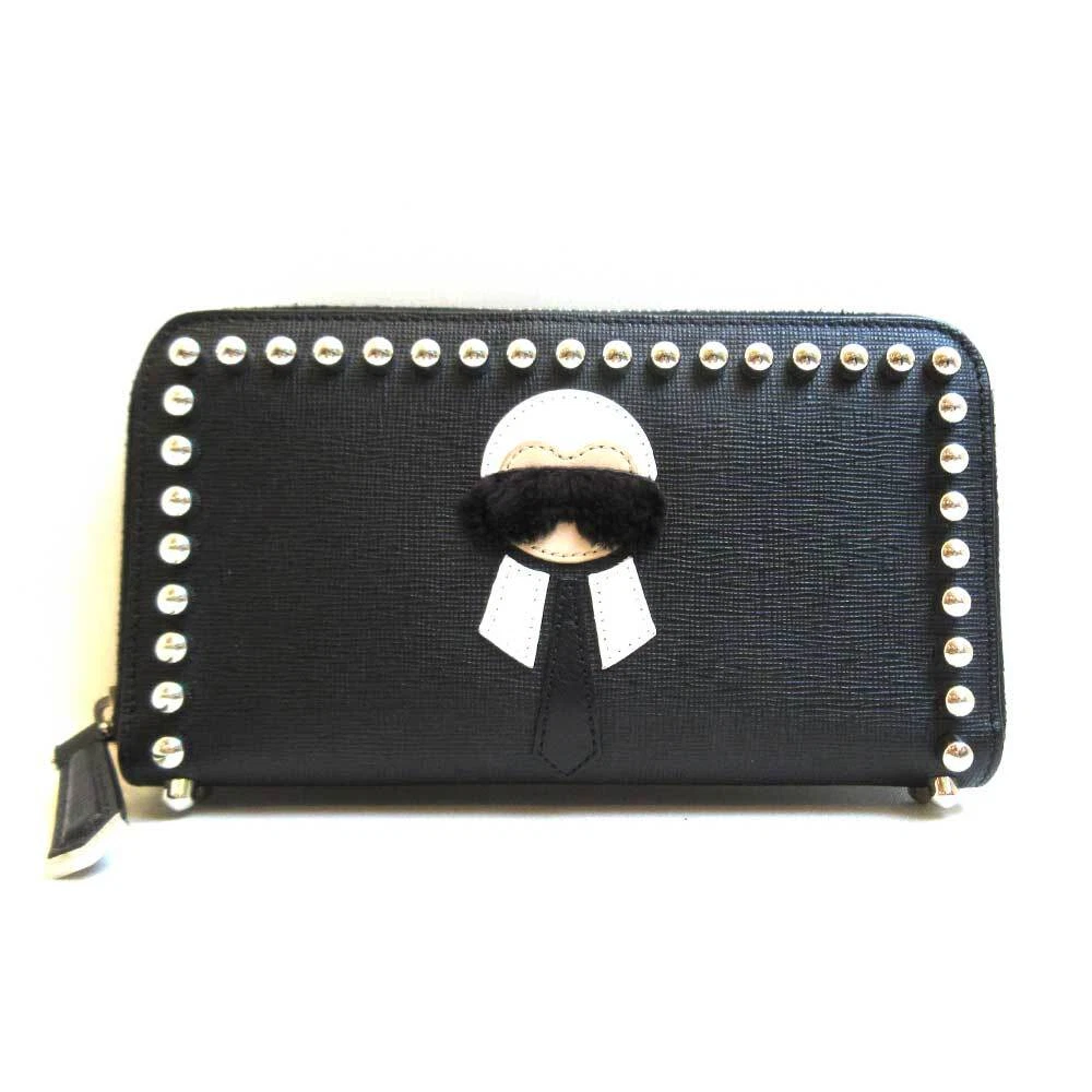 Fendi long wallet round fastener black Karl Lagerfeld applique studs | eBay