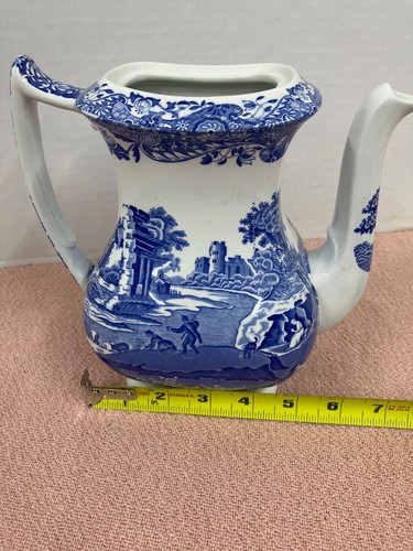 Vintage MCM Spode Blue Italian Coffee Pot Transferware England & Lid C.1816 E - Picture 21 of 21