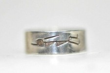 Kokopelli Band pinky ring fertility southwest  sterling silver women size 4.75