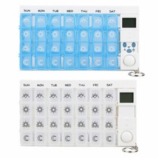 28 Grids Pill Box Timer Reminder Alarm Case Weekly LED Intelligent Electronic