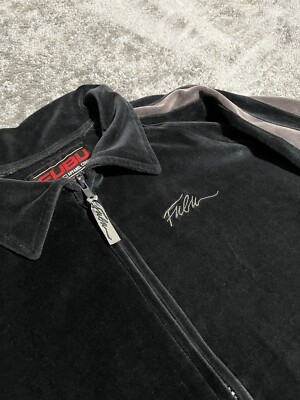 S Vintage FUBU Velour Jacket Track Bomber Y2k L(16/18) Black S Vintage FUBU Velour Jacket Track Bomber Y2k L(16/18) Black