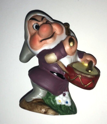 Vintage Schmid Disney Snow White Seven Dwarfs Grumpy Playing Drum Figurine 1987