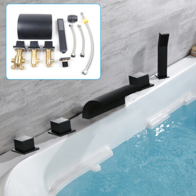 5 Loch Badewannenarmatur Wasserhahn Handbrause Badewannen Dusche Wannenarmatur