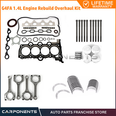 For Hyundai Kia G4FA 1.4L Engine Rebuild Overhaul Kit Head Gasket / Bearings Kit