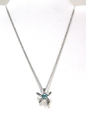 Sea Star / Starfish Rhodium Plated Necklace with Crystals