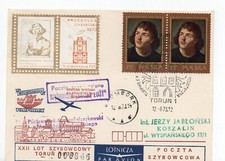 Poland-22nd Glider Mail-1973  Bocian  flown Torun-Frombork Pcd a +vignett