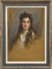 Handmade Old Master-Art Antique Oil Painting Women girl on canvas 24"x36"