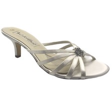 Coloriffics Amber Women's White Satin Dyeable Shoes Slides Rhinestone