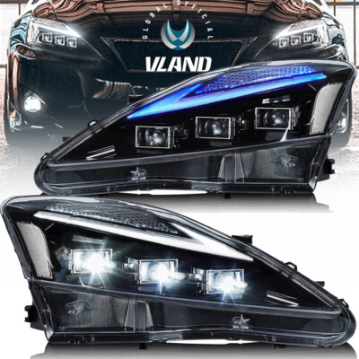 VLAND Headlights Projector LED DRL For 2006-2013 Lexus IS250 IS350 ISF w/Startup