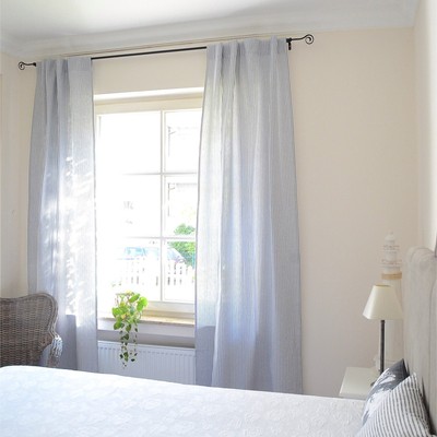 Vorhang Gardine Maritim Set Shabby Landhaus Streifen Beach