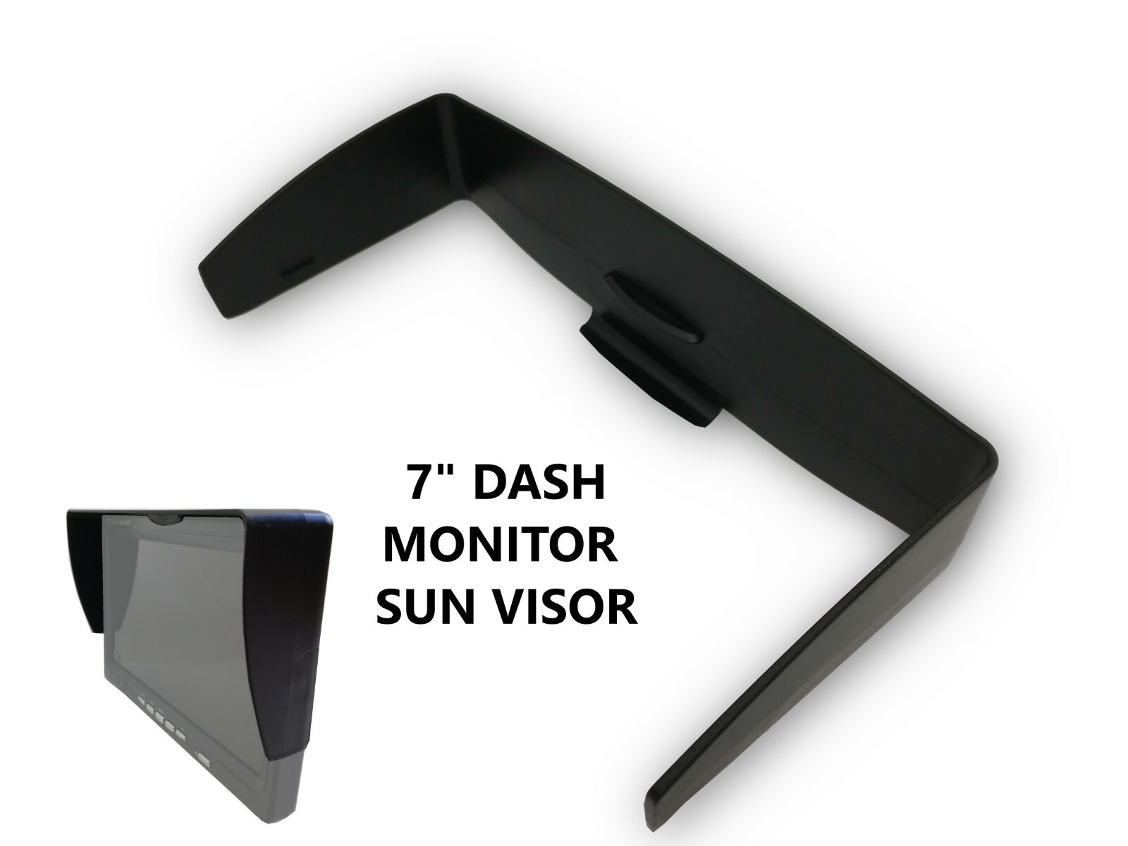 Clip On Sun Visor for 7\" - 7 Inch Dash Monitor - Plastic Clip Over Hood Cover