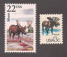 MOOSE - SET OF 2 U.S. POSTAGE STAMPS - MINT CONDITION