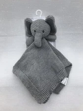 Modern Baby Gray Elephant Snuggle Security Blanket Blankie Lovey Grey Knit 14x14