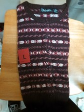 NWT VINTAGE WOMEN'S MARROON GEOMETRIC PRINT SWEATER; BA.SICS; SIZE LARGE,