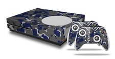 Skin XBOX One S Console Controller Old School Camouflage Camo Blue Neon